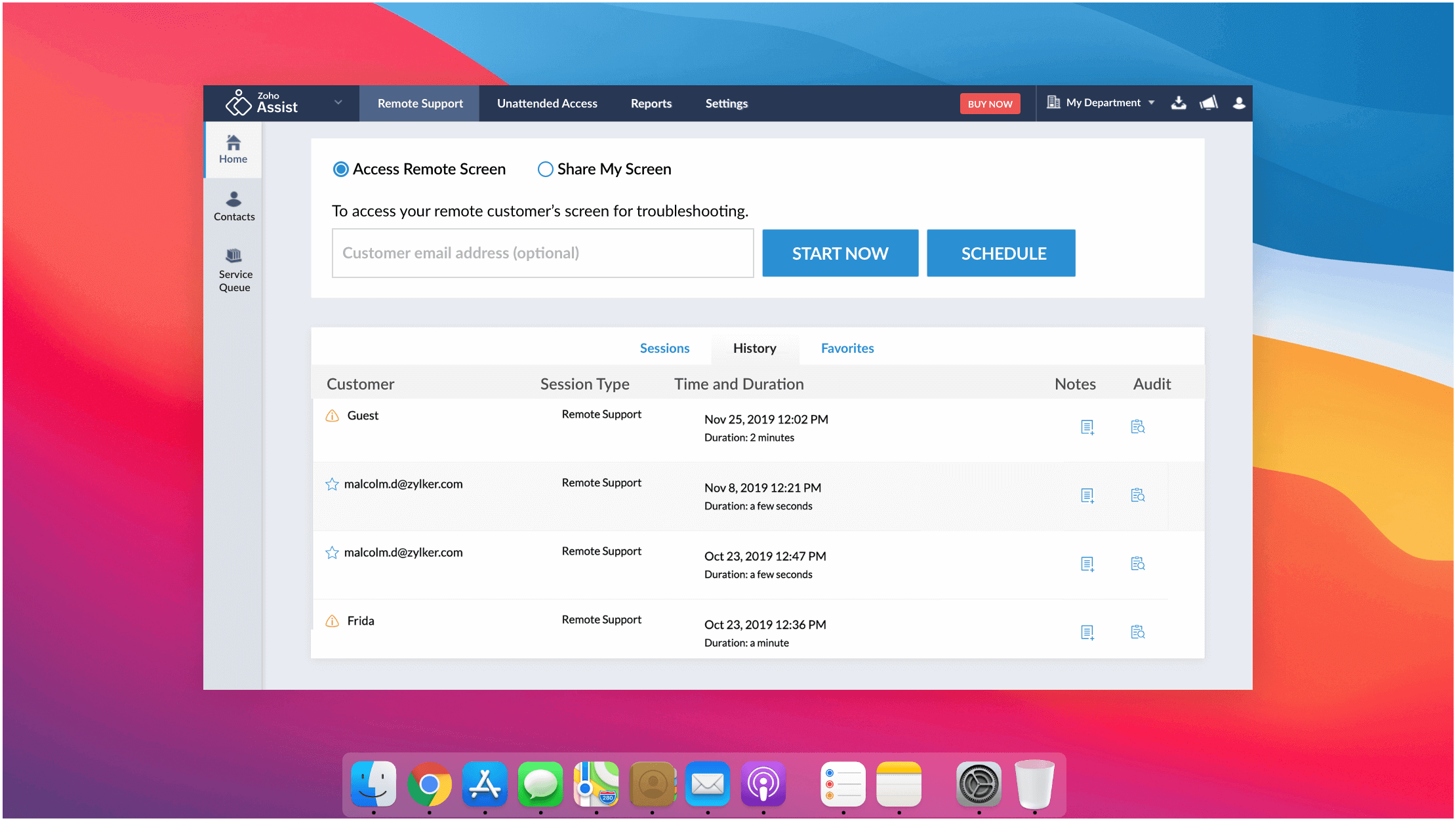 Remote management software for Mac- Zoho Assist