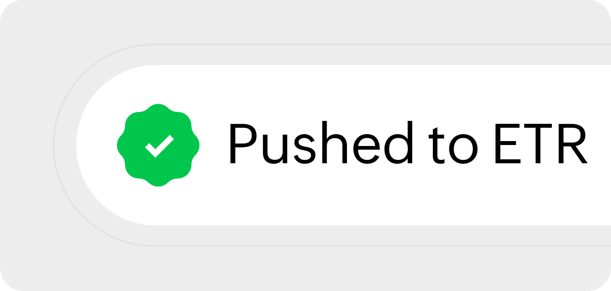 Green check mark with status of invoice marked pushed
